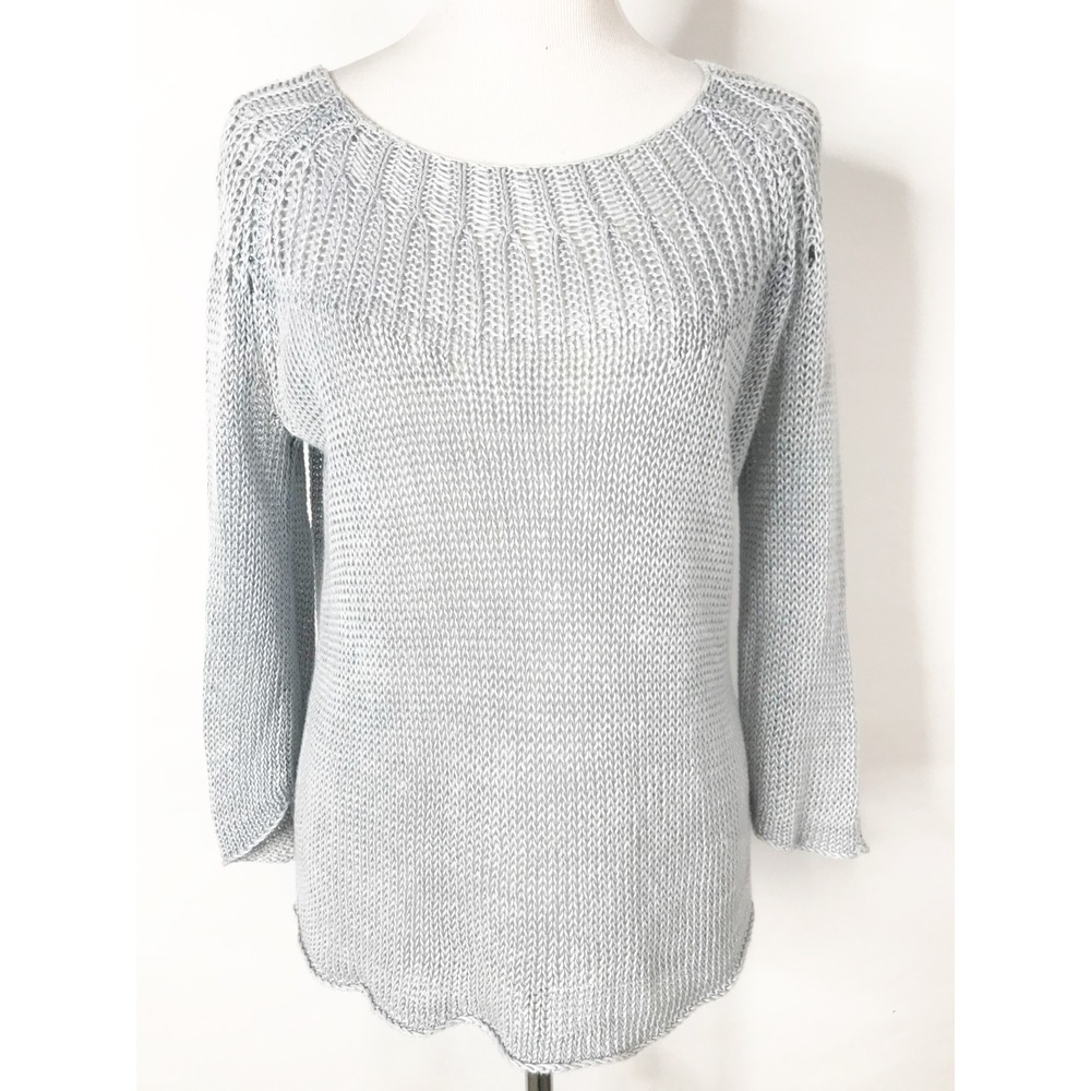 Poetry Sweater Womens UK 12 EUR 38 US 8 Gray Linen Pullover Coastal Minimalist